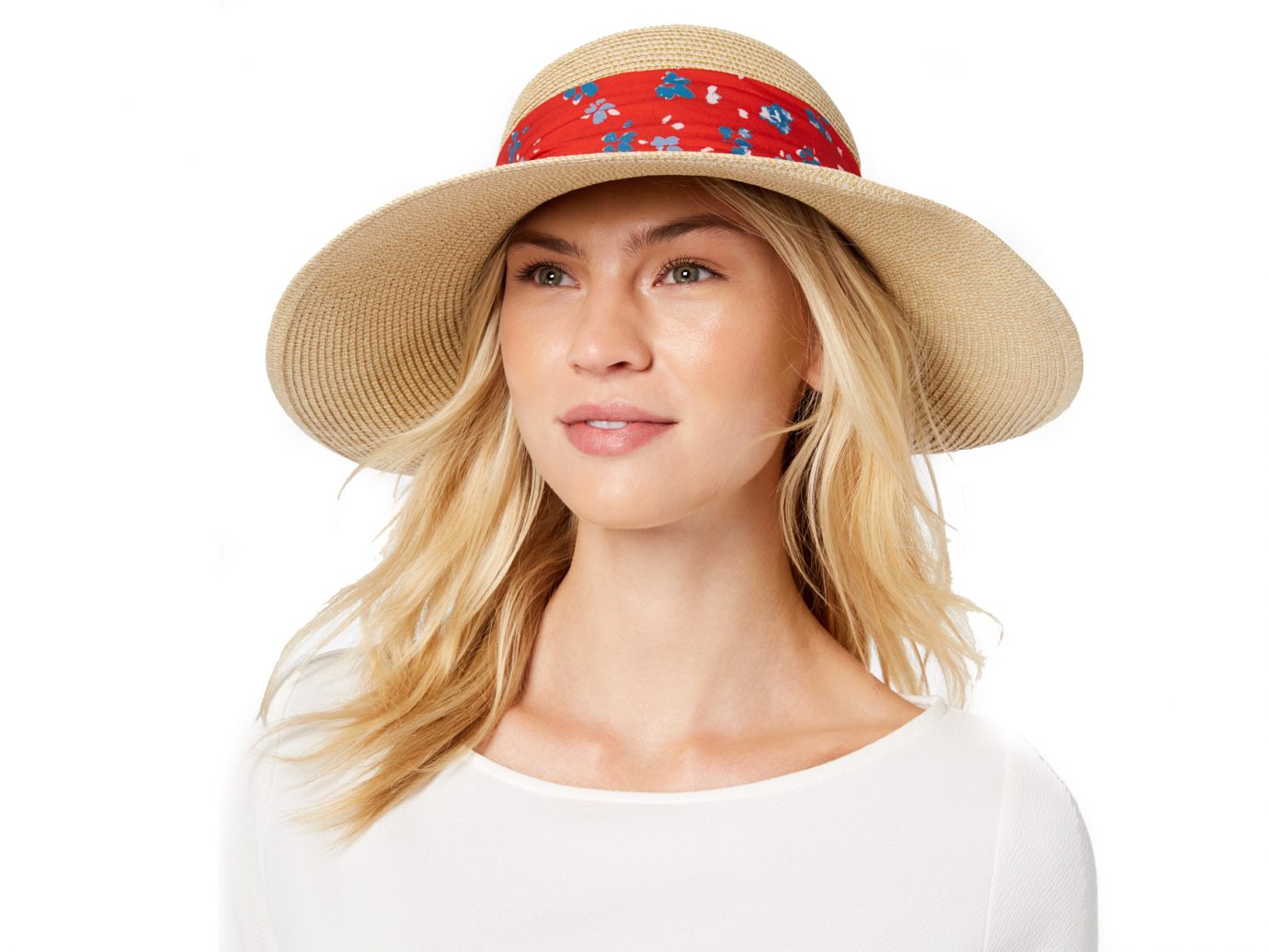Nine West Packable Bow Scarf Floppy Sun Hat