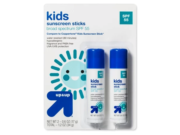 Kids Sunscreen Sticks SPF 55 Twin Pack - 1.2oz - Up&Up