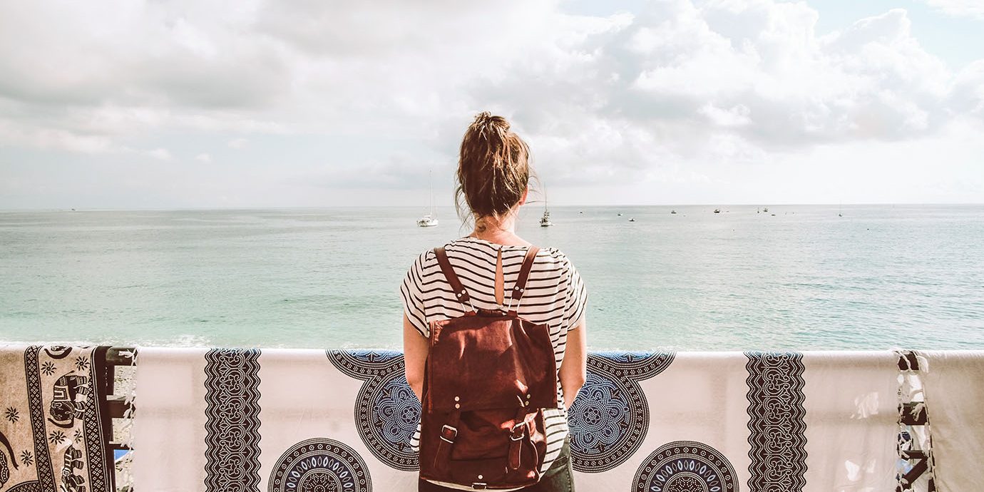 Girl wearing a backpack