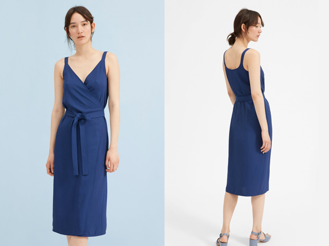 Everlane Royal Blue The Japanese GoWeave Tank Wrap Dress