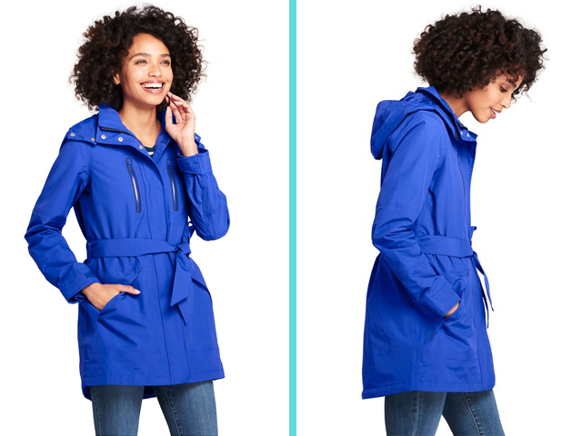 Land's End Women's Lightweight Belted Squall Rain Coat