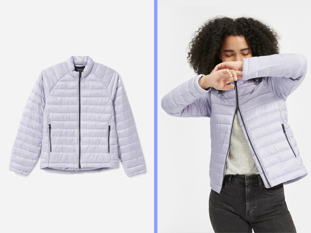 Packable Down Jacket Everlane Lavender ReNew Lightweight Puffer