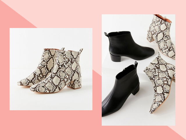 Travel Heels Urban Outfitters Black Snake Skin UO Mod Boots