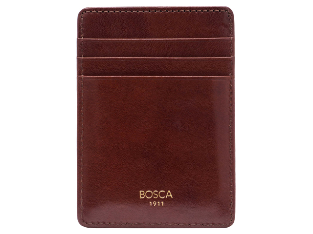 'Old Leather' Front Pocket Wallet BOSCA in Dark Brown