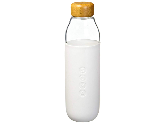 Soma 17 oz. BPA-free Wide Mouth Glass Water Bottle with Silicone Sleeve
