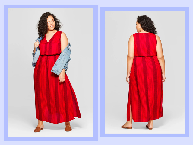 Women's Plus Size Striped Sleeveless V-Neck Maxi Dress - Universal Thread