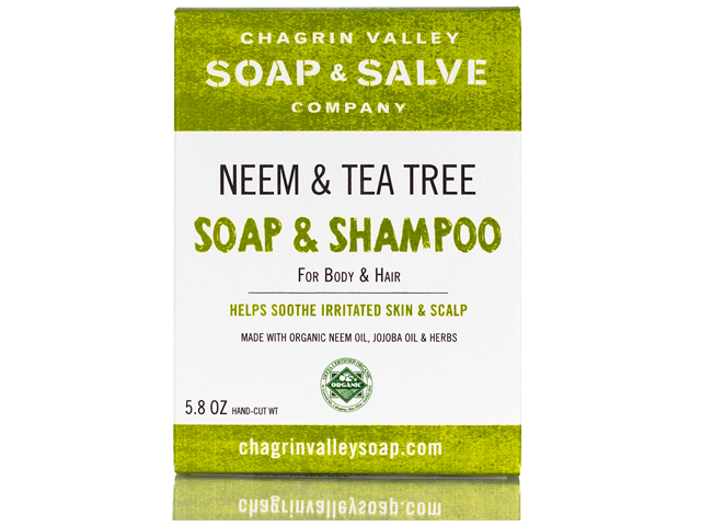 Organic Natural Shampoo & Soap Bar, Neem & Tee Trea 2X Pack, Chagrin Valley Soap & Salve