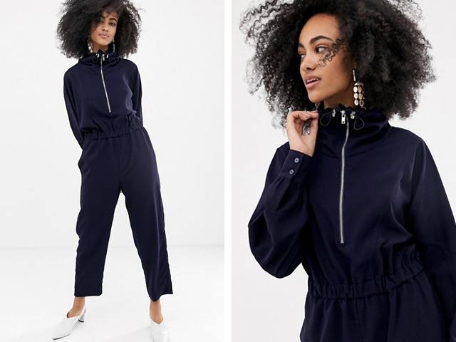 ASOS WHITE funnel neck shell suit jumpsuit