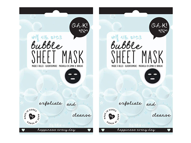 Exfoliate and Cleanse 23g Bubble Beauty Face Sheet Mask Pack of 2