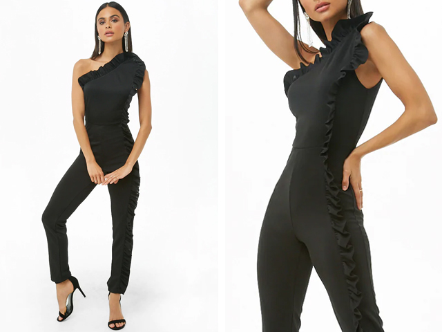 Forever21 One-Shoulder Ruffled Jumpsuit