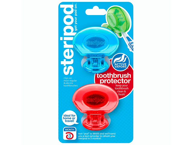 Steripod Clip-on Toothbrush Protector (Blue & Red)
