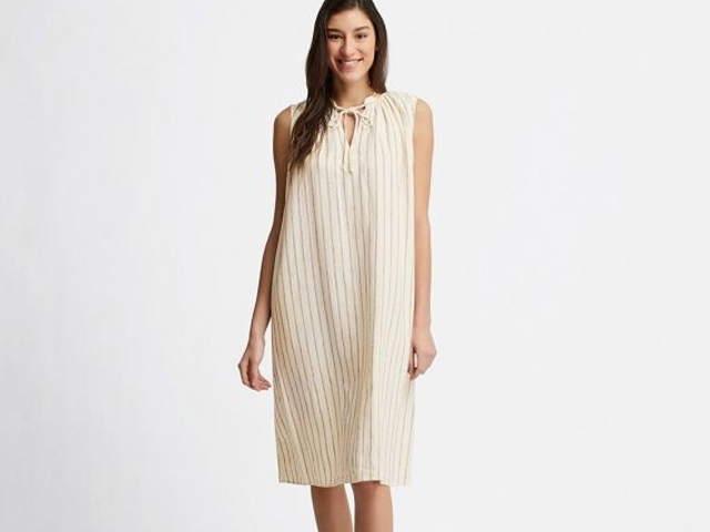 Uniqlo WOMEN LINEN BLEND SLEEVELESS DRESS