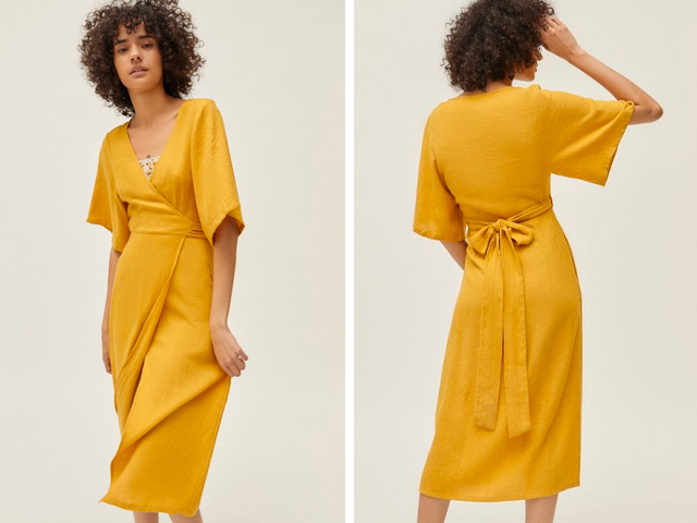 UO Kayla Surplice Wrap Midi Dress.