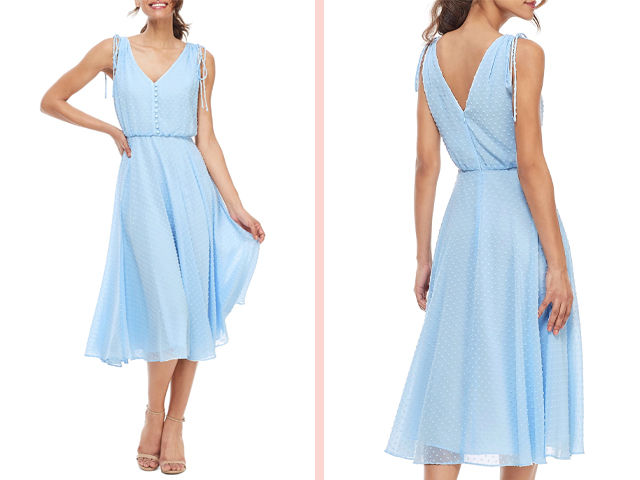 Hilary Clip Dot Chiffon Midi Dress GAL MEETS GLAM COLLECTION.