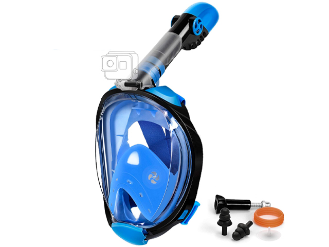 OUSPT Full Face Snorkel Mask, Snorkeling Mask with Detachable Camera Mount.