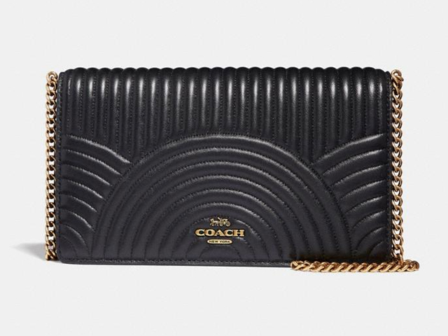 Coach Callie Foldover Chain Clutch With Deco Quilting.