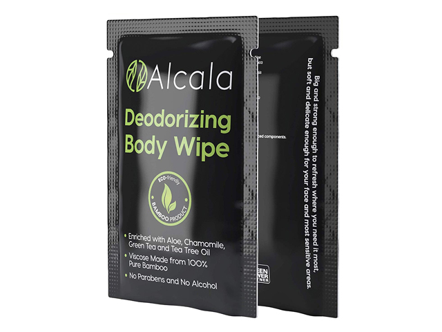 Deodorizing Body Wipes 100% Pure Bamboo with Tea Tree Oil.