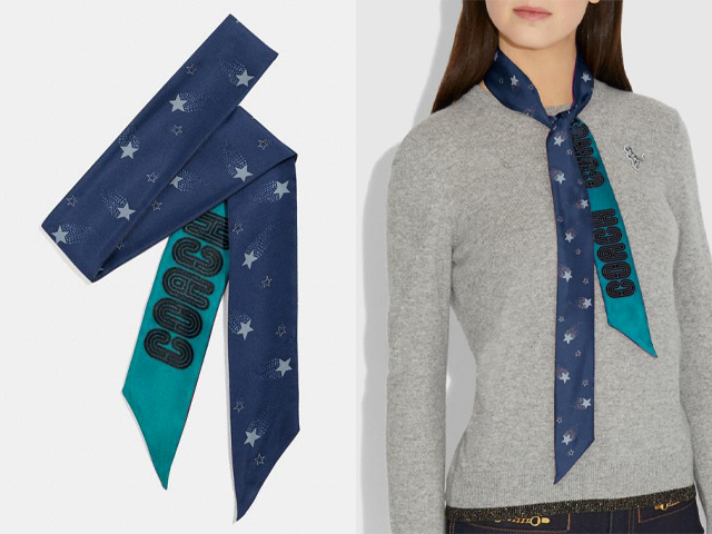 Signature Magic Star Print Silk Skinny Scarf.