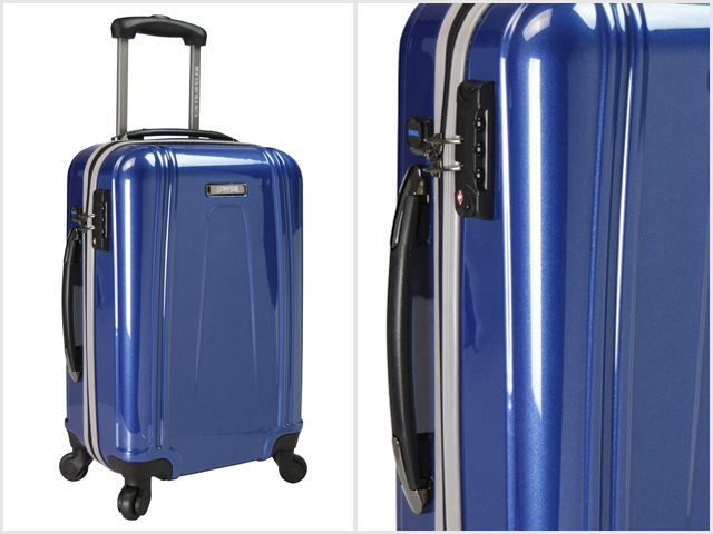 U.S. Traveler 22 Inch USB Port Ez-Charge Carry-on Spinner, Navy.