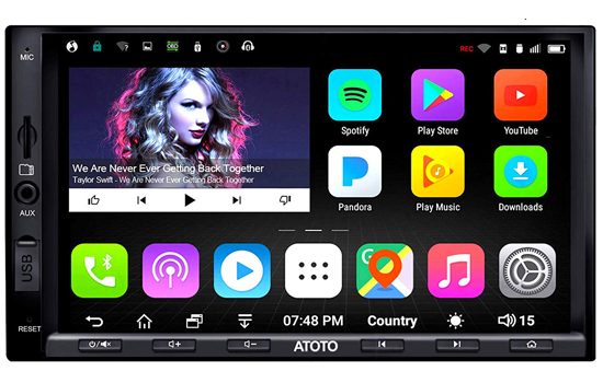 ATOTO A6 Double Din Android Car Navigation Stereo with Dual Bluetooth.
