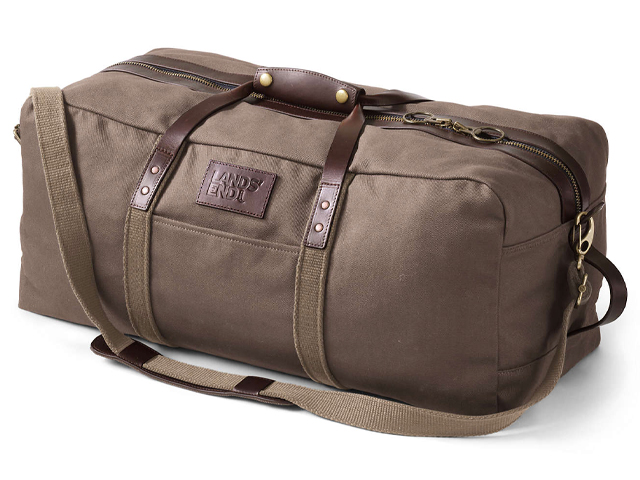 Lands End Waxed Canvas Travel Duffle Bag.