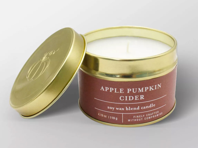 4.1oz Tin Jar Candle Apple Pumpkin Cider.