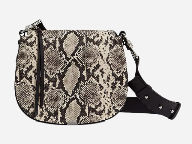 ALLSAINTS Sliver Snake-Print Saddle Crossbody.