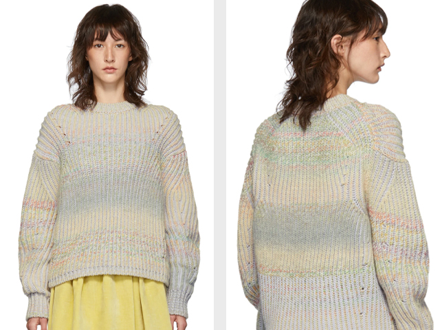 Acne Studios Grey & Multicolor Rainbow Kamia Sweater.