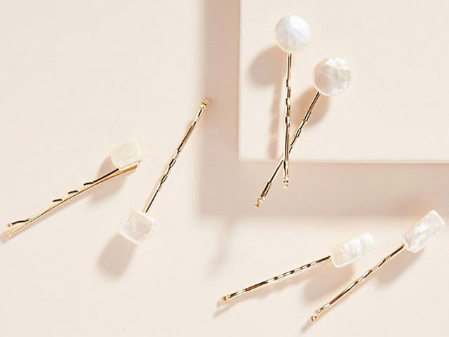 Anthropologie Carissa Pearl Bobby Pin Set.