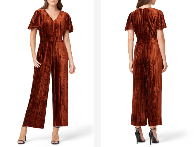 Crushed Velvet Crop Jumpsuit TAHARI.