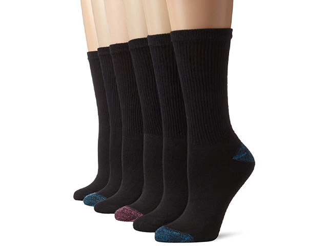 Hanes Women's Comfort Blend Crew Sock, 6 Pack.