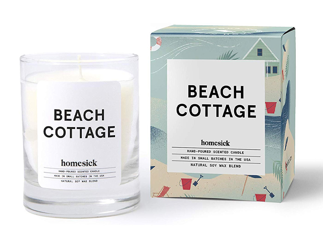 Homesick Mini Scented Candle (10 to 12 hr Burn Time) Home, 1.5 oz, Beach Cottage.