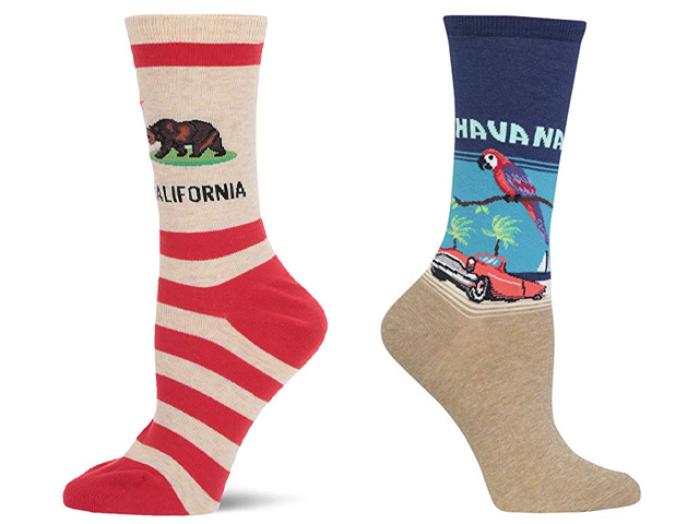 Hot Sox Women's Travel Series Novelty Crew Socks.