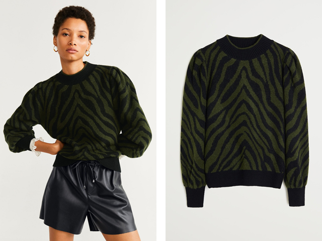 MANGO Zebra printed sweater.