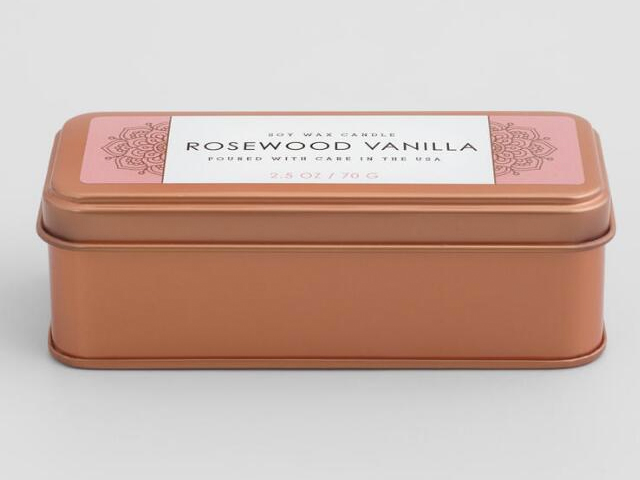 Rosewood Vanilla Copper Tin Travel Candle.