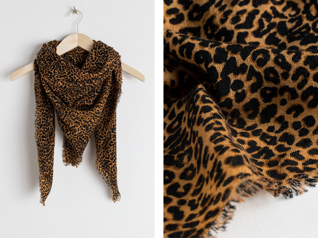 and other stories Leopard Print Wool Scarf.