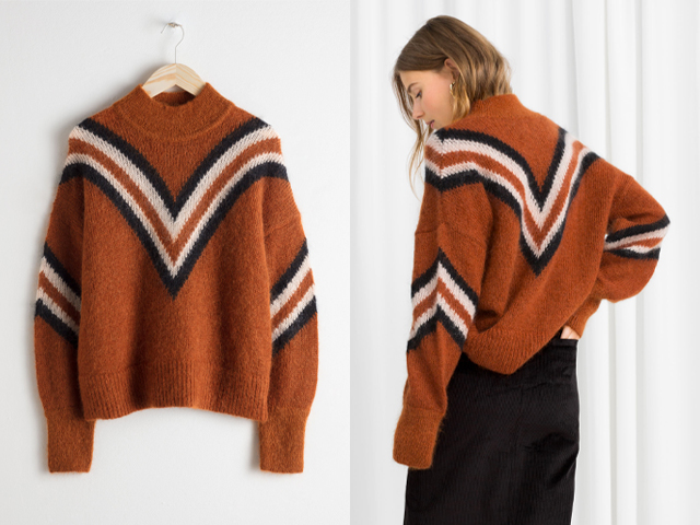 andotherstories Mock Neck Varsity Stripe Sweater.