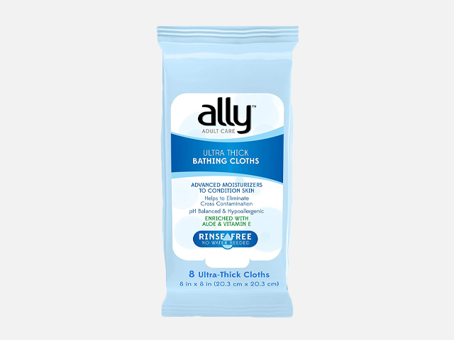 Ally Rinse-Free Ultra-Thick Adult Bathing Cloths.