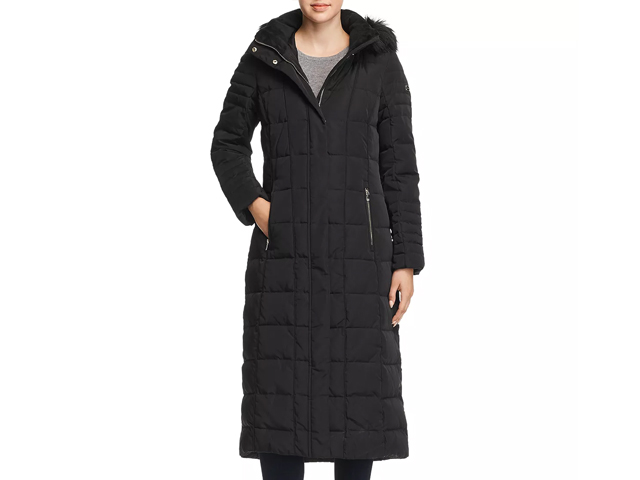 Calvin Klein Faux Fur Trim Maxi Puffer Coat.