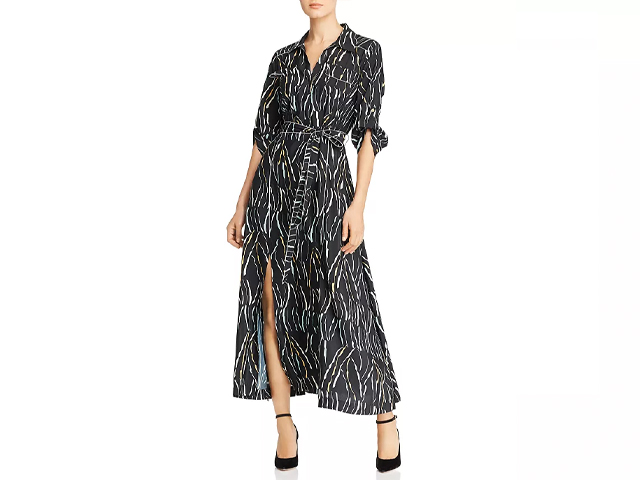 Donna Karan New York Printed Button-Down Maxi Dress.