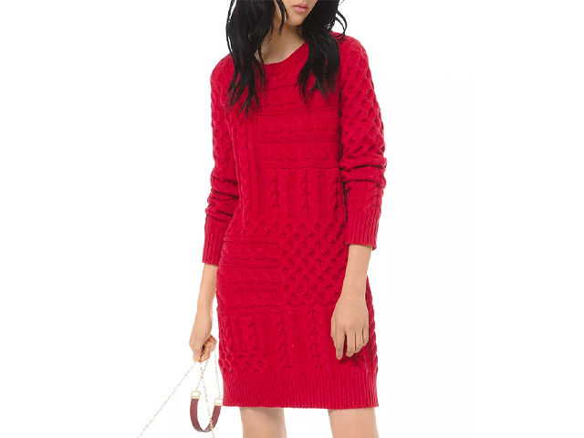 MICHAEL Michael Kors Cable-Knit Mini Sweater Dress.