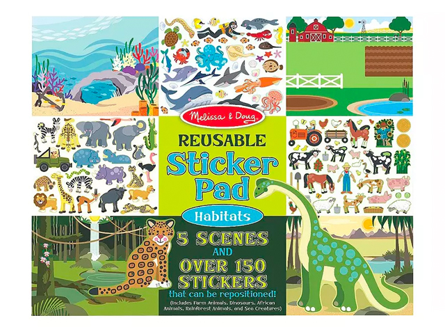 Melissa & Doug Reusable Sticker Pads Set: Vehicles and Habitats.