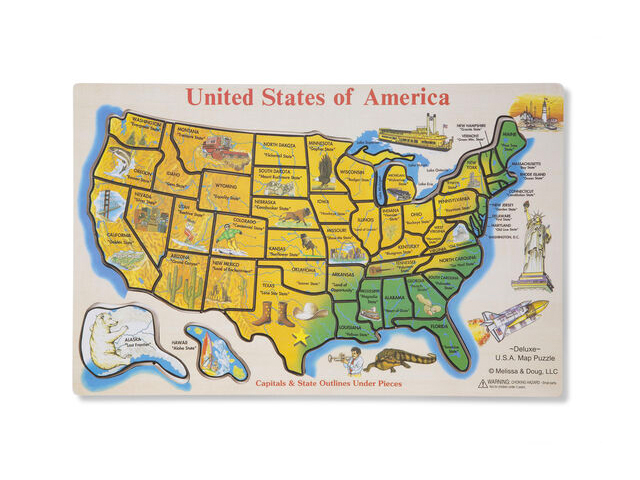 Melissa & Doug Wooden USA Map Puzzle.