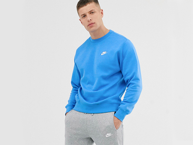 Nike Club Fleece Crew Neck Sweatshirt in Blue.
