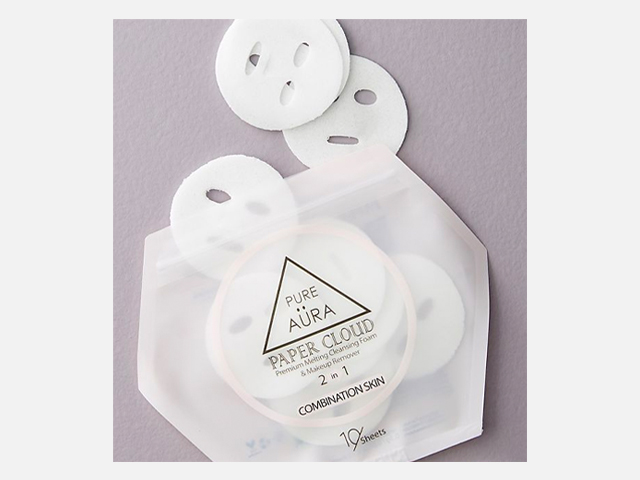 Pure Aura Paper Cloud Cleansing Foam and Makeup Remover - Combination Skin.