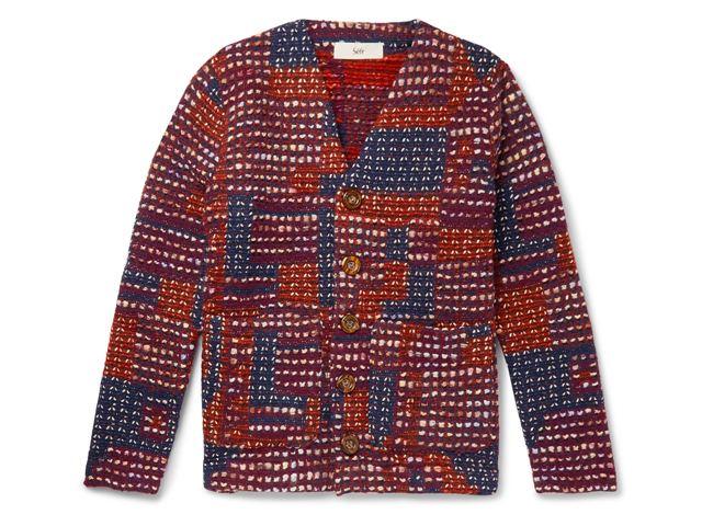 Séfr Gote Patchwork Open-Knit Cardigan.