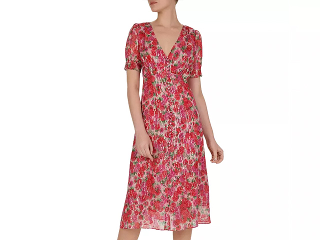  The Kooples Cherry Blossom Button-Detail Midi Dress.