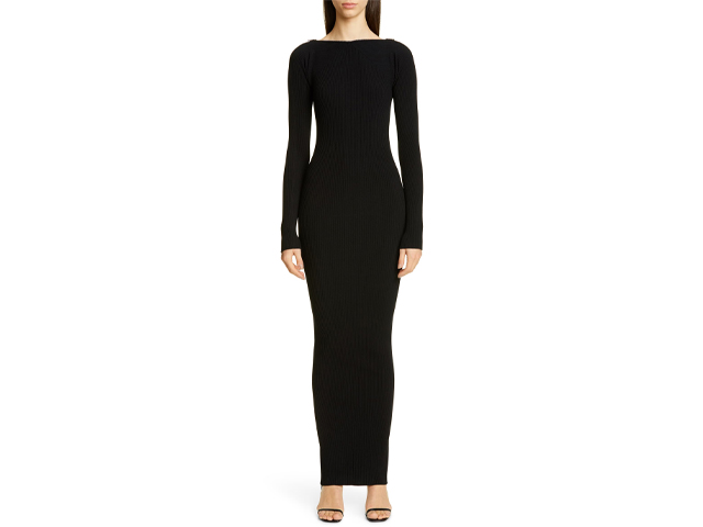 Zipper Neck Long Sleeve Ribbed Maxi Sweater Dress ALEXANDER WANG.