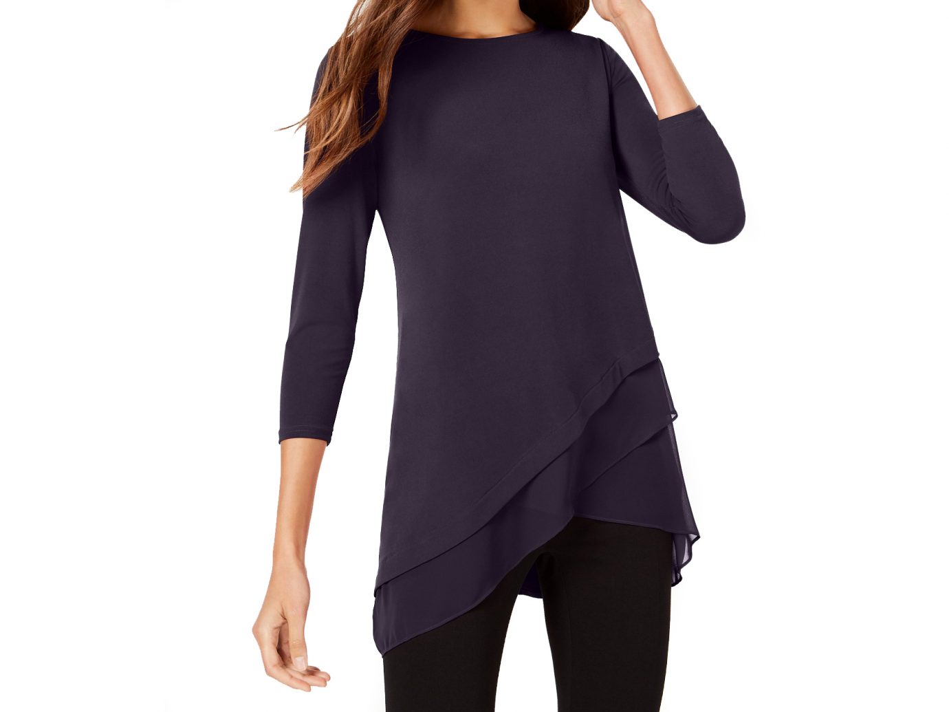 Alfani Chiffon Crossover-Hem Top, Created for Macy's