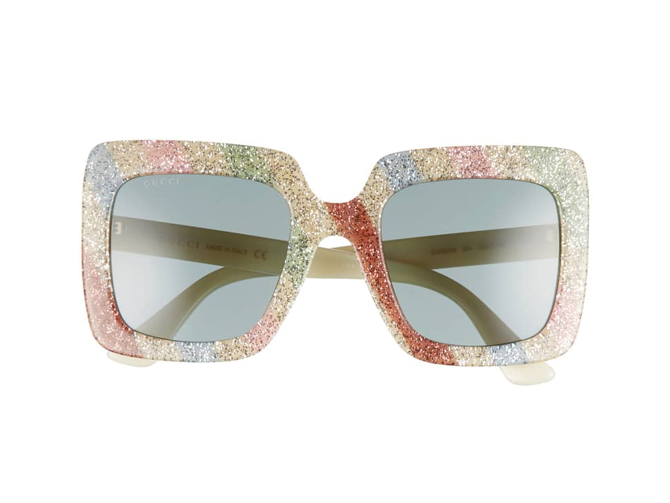 53mm Glitter Stripe Square Sunglasses GUCCI